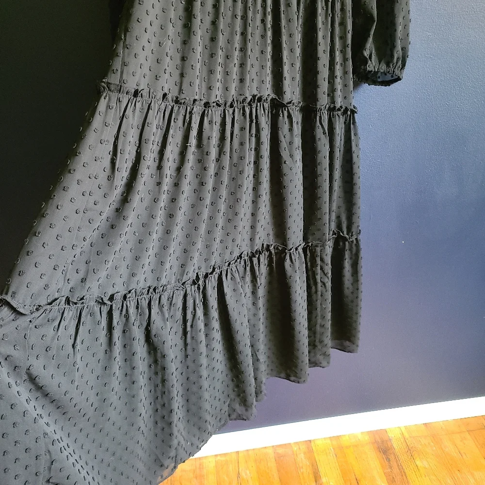 J. CREW TIERED LONG-SLEEVE MIDI DRESS IN SWISS DOT Size 12 Black - Picture 9 of 10